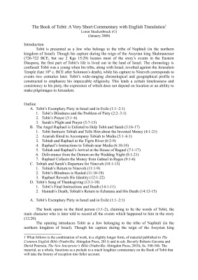 The Book of Tobit: A Very Short Commentary with English Translation