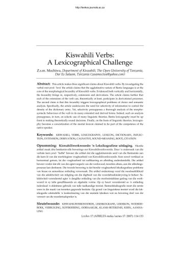 Kiswahili Verbs: A Lexicographical Challenge