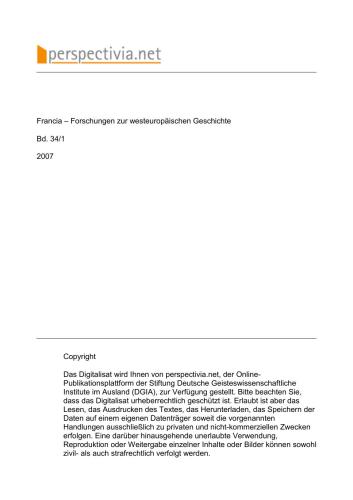 Francia - Forschungen zur westeuropäischen Geschichte. Band 34/3 (2007). 19./20. Jahrhundert - Histoire contemporaine