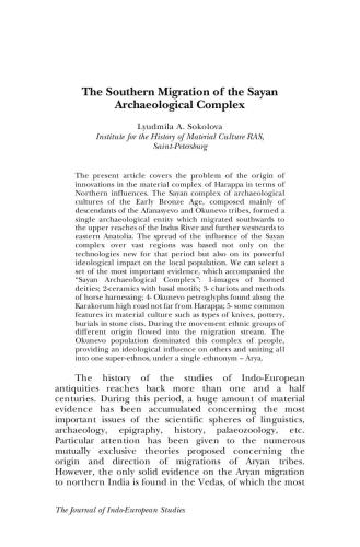 The Southern Migration of the Sayan Archaeological Complex