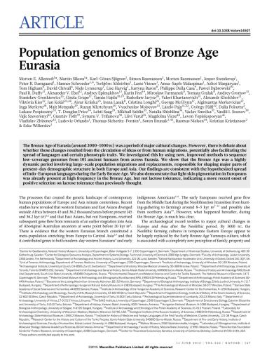 Population genomics of Bronze Age Eurasia