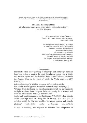 The Soma-Haoma problem: Introductory overview and observations on the discussion