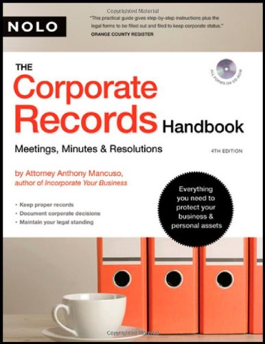Corporate Records Handbook, The: Meetings, Minutes & Resolutions