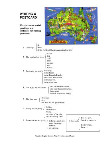 Writing a postcard (from Australia)