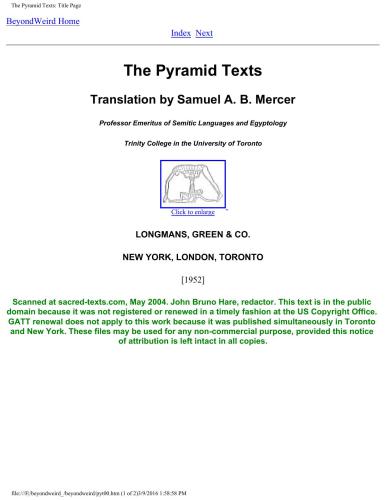 The Pyramid Texts