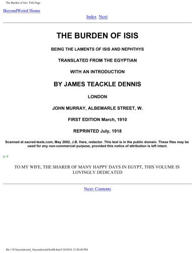 The Burden of Isis