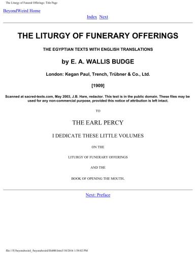 Budge. The liturgy of funeraly offerings