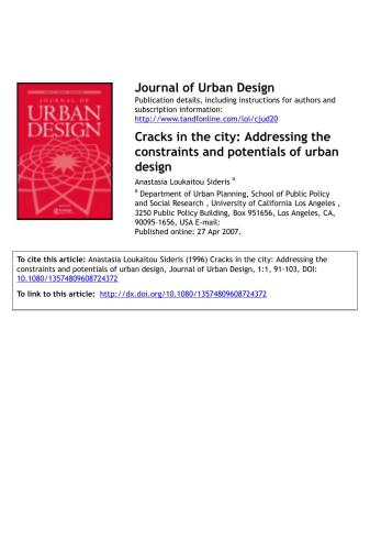 Cracks in the city: Addressing the constraints and potentials of urban design