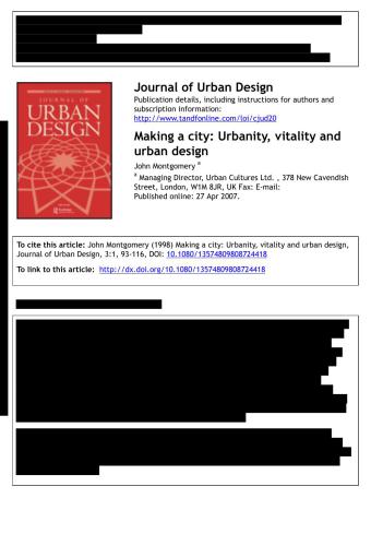 Making a city: Urbanity, vitality and urban design