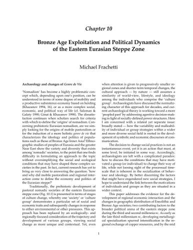 Bronze Age Exploitation and Political Dynamics of the Eastern Eurasian Steppe Zone