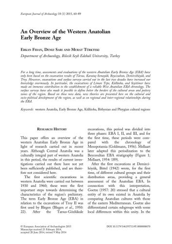 An Overview of the Western Anatolian Early Bronze Age