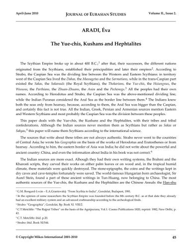The Yue-chis, Kushans and Hephtalites