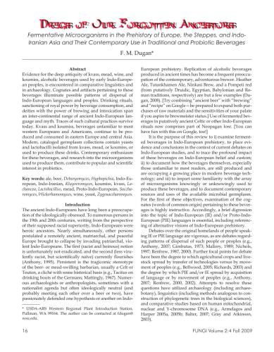Dregs of Our Forgotten Ancestors. Fermentative Microorganisms in the Prehistory of Europe, the Steppes, and Indo-Iranian Asia and Their Contemporary Use in Traditional and Probiotic Beverages