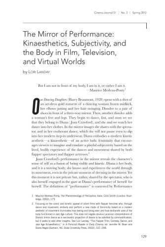 The Mirror of Performance. Kinaesthetics, Subjectivity, and the Body in Film, Television, and Virtual Worlds