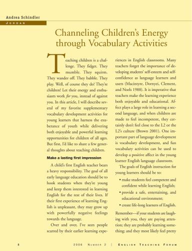 Channelling Children's Energy Through Vocabulary Activities