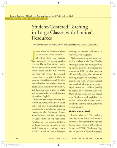 Student-centered teaching in large classes with limited resources