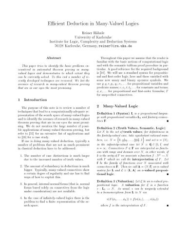 Efficient Deduction in Many-Valued Logics