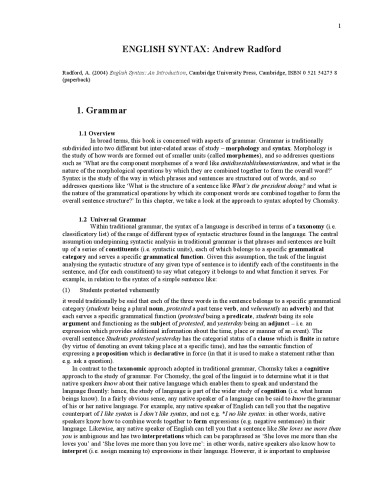 English Syntax: An Introduction