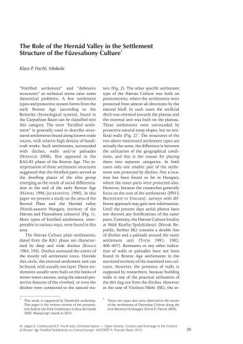 The Role of the Hernád Valley in the Settlement Structure of the Füzesabony Culture