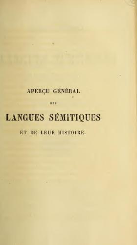 Léon de. Aperçu général des langues sémitiques et leur histoire