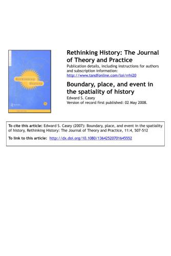 Boundary, place, and event in the spatiality of history
