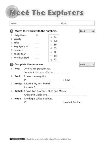Super Minds 3. Tests