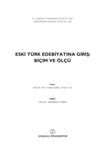 Eski Türk Edebiyatına Giriş: Biçim ve Ölçü