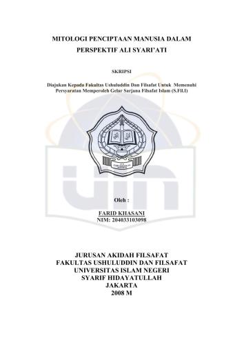 Mitologi Penciptaan Manusia Dalam Perspektif Ali Syari'ati