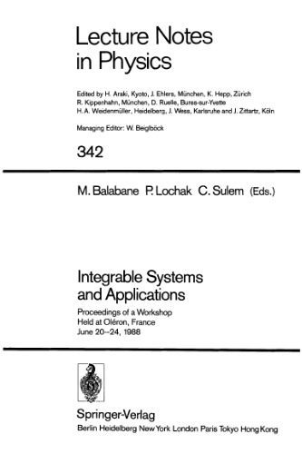 Integrable Systems and Applications: Proceedings of a Workshop Held at Oléron, France June 20–24, 1988