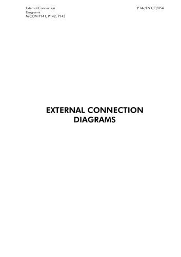 Areva MiCOM P141-P143 - Feeder Management Relay. External Connection Diagrams