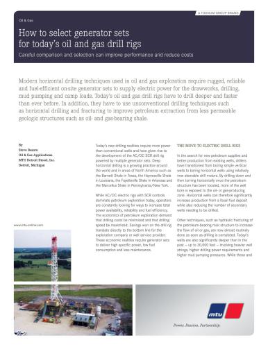 How to select generator sets for today’s oil and gas drill rigs