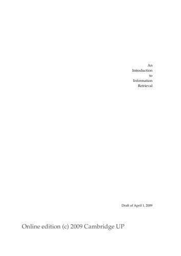 Introduction to Information Retrieval - Введение в информационный поиск