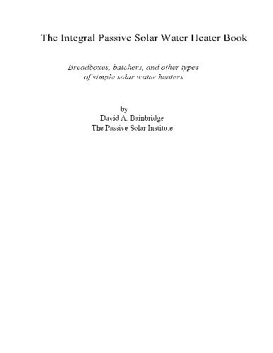 Integral Passive Solar Water Heater Book