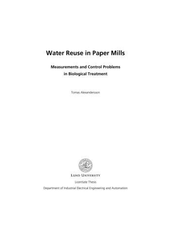 Water Reuse in Paper Mills. Measurements and Control Problems in Biological Treatment