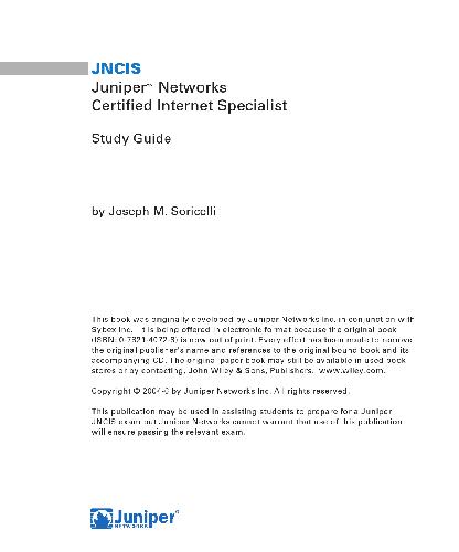 JNCIS = Juniper Networks Certified Internet Specialist: study guide