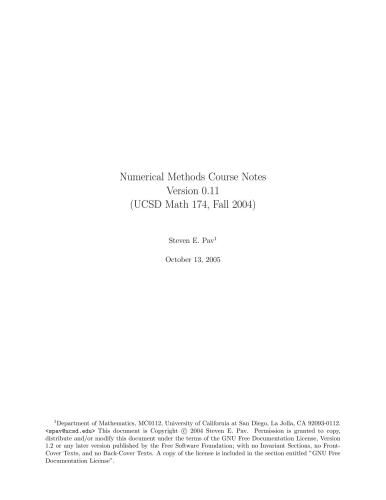 Numerical Methods Course Notes