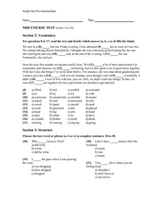 Inside Out Pre-Intermediate. Tests