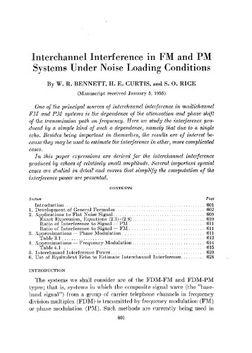 Interchannel Interference in FM and PM Systems under Noises Loading Conditions