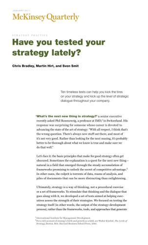 Have you tested your strategy lately. January 2011