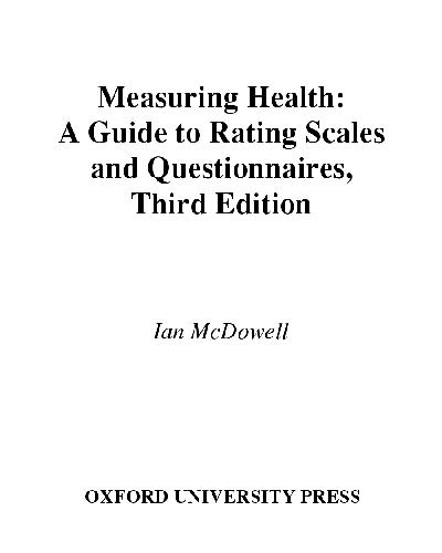 Measuring Health: A Guide to Rating Scales and Questionnaires