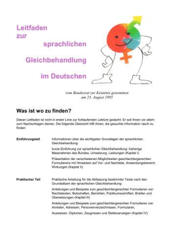 Geschlechtergerechte Sprache - wirkungsvolle Kommunikation, Leitfaden für einen nicht-diskriminierenden sprachgebrauch