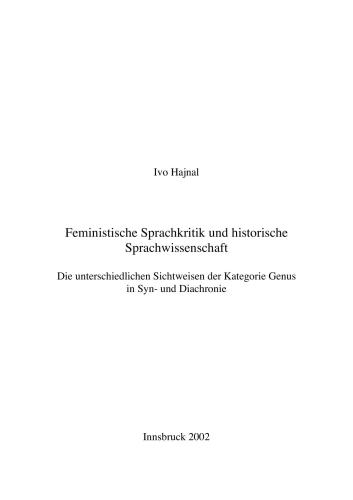Feministische Sprachkritik und historische Sprachwissenschaft