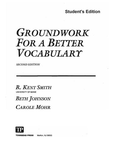 Groundwork for a better vocabulary