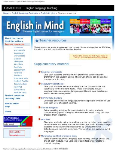 English in Mind Worksheets