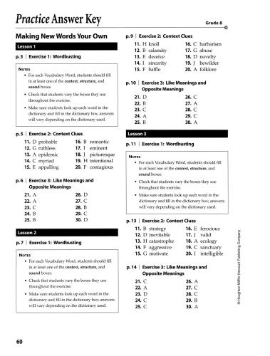 Vocabulary Practice and Tests Grade 8
