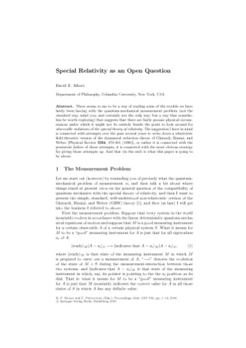 Relativistic Quantum Measurement and Decoherence: Lectures of a Workshop Held at the Istituto Italiano per gli Studi Filosofici Naples, April 9–10, 1999