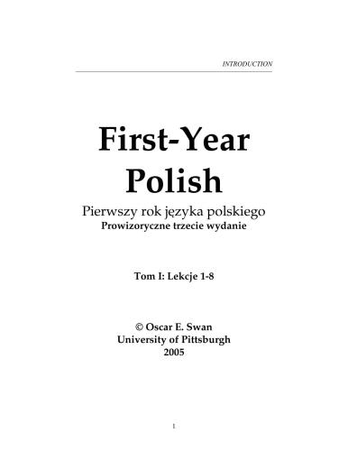 First-Year Polish. Pierwszy rok języka polskiego