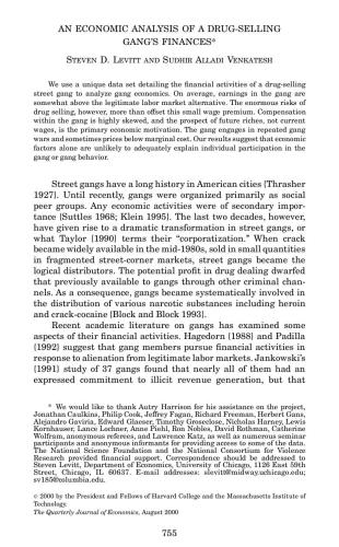 Economic Analysis of a Drug-selling Gang's Finances