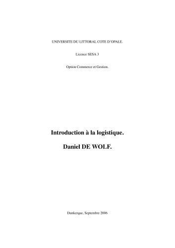 Introduction à la logistique