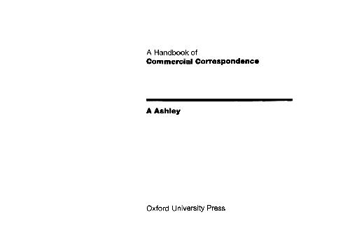 Oxford Handbook of Commercial Correspondence